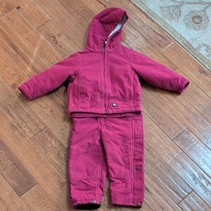 Berne Sherpa-Lined Softstone Hooded Coat and Bib Overall Pants Set